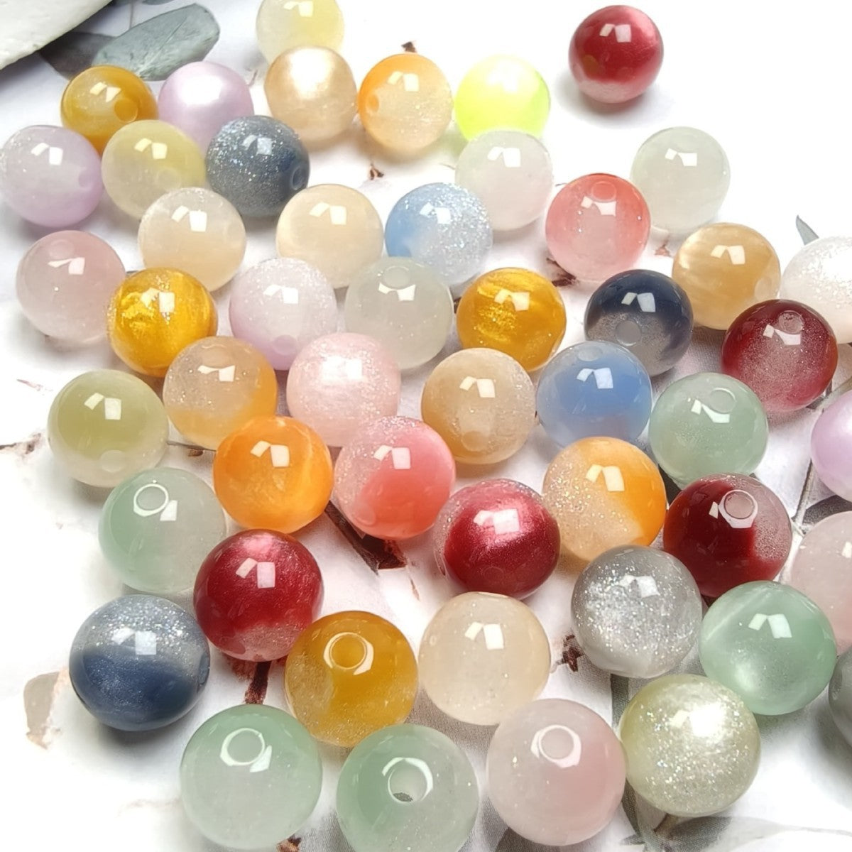 10mm Fine - Glitter Dual - Color UV - Reactive Resin Beads