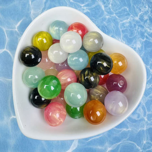 16mm Dreamy Glowing Gilded Resin Beads, DIY Jewelry Accessory Materials