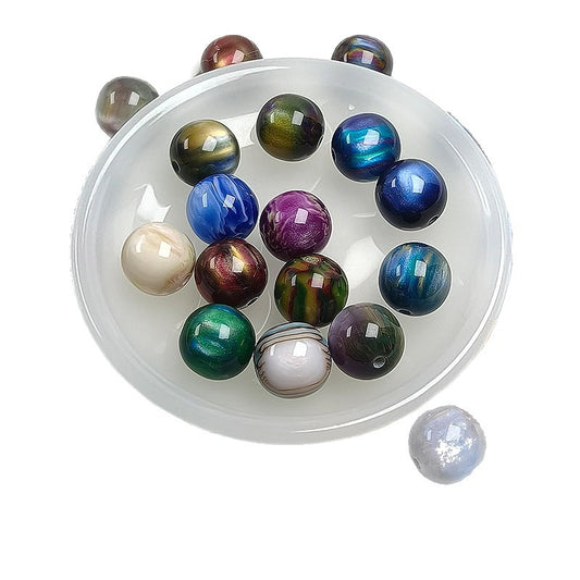 16mm colorful oil - painting - style resin beads, DIY jewelry accessories