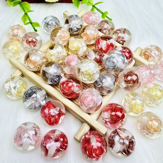 16mm Transparent Rose - shaped Resin Beads, Round Beads