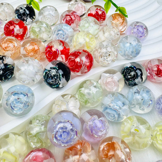 16mm Translucent Multi - colored Rose - shaped Beads