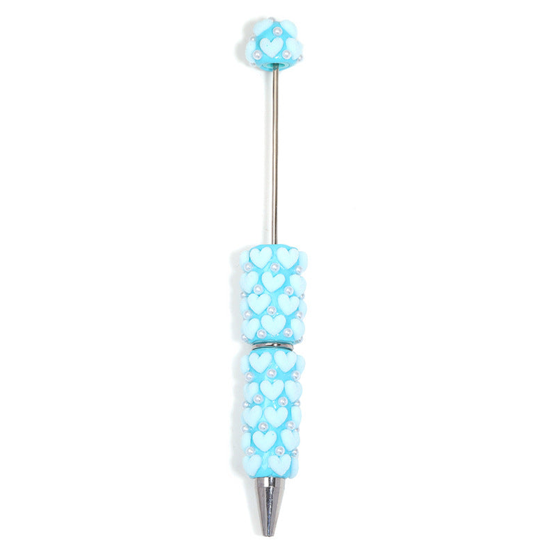 Flocked Heart - shaped Pearl Bead - stringing Pen