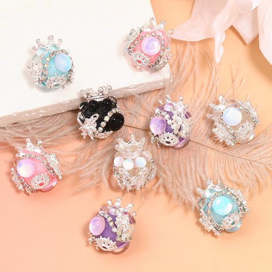 DIY Crown - shaped and Diamond - ball - inspired Beads with Straight Holes for Bead - stringing