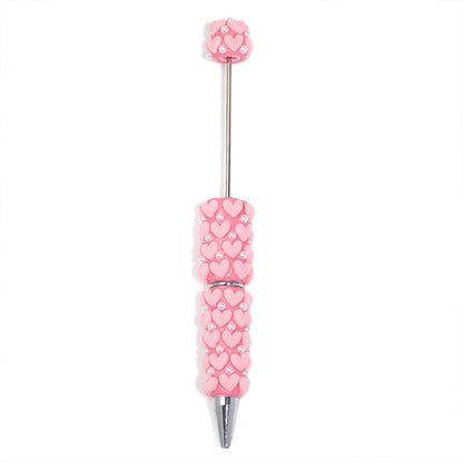 Flocked Heart - shaped Pearl Bead - stringing Pen