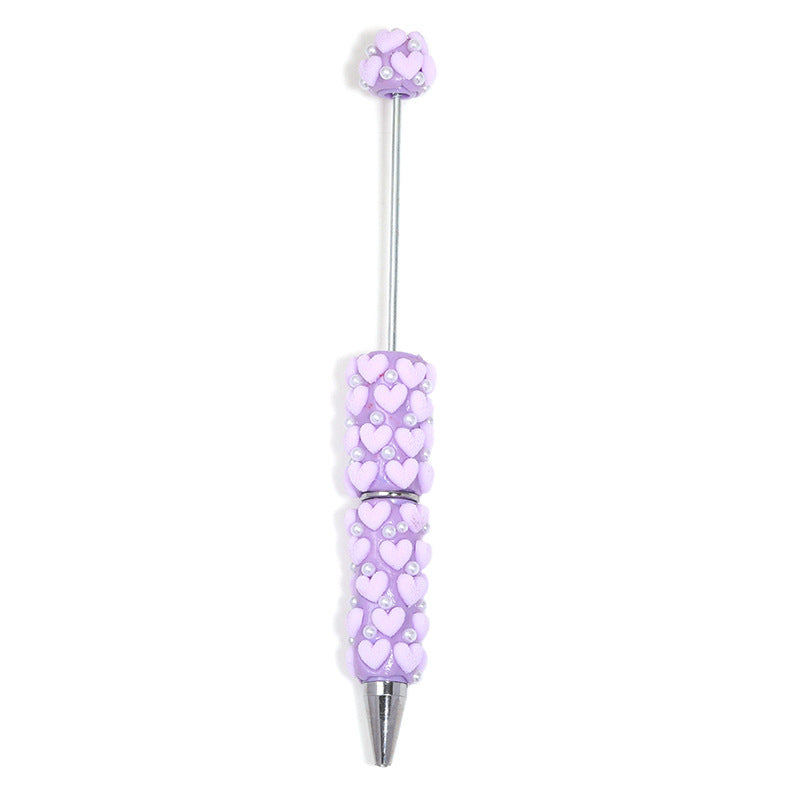Flocked Heart - shaped Pearl Bead - stringing Pen