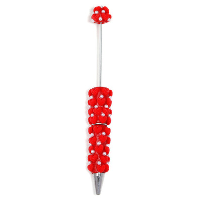 Flocked Heart - shaped Pearl Bead - stringing Pen