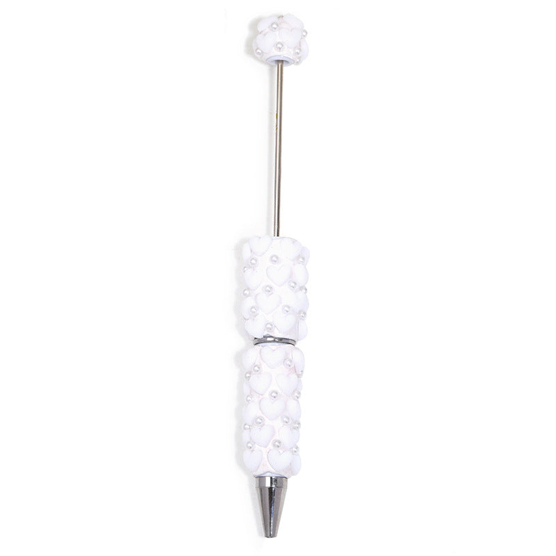 Flocked Heart - shaped Pearl Bead - stringing Pen